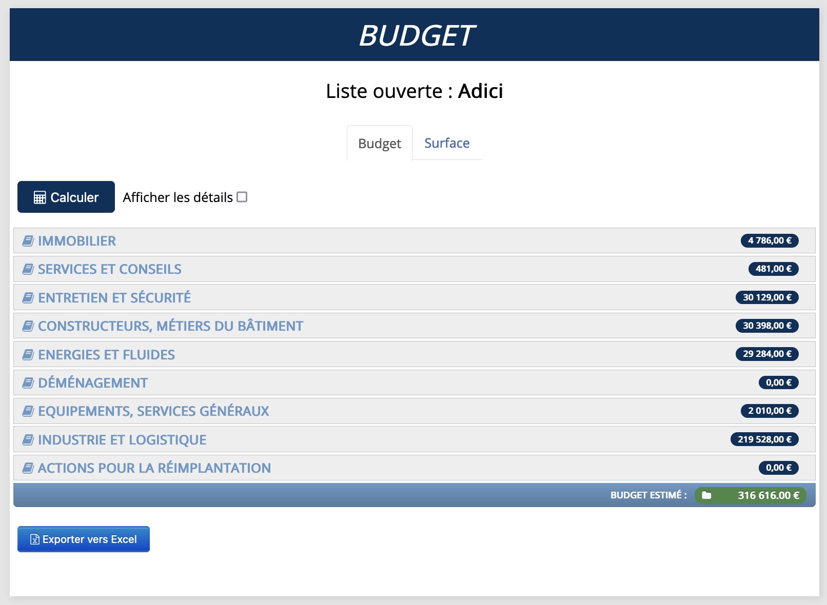 Budget ADI-Algo